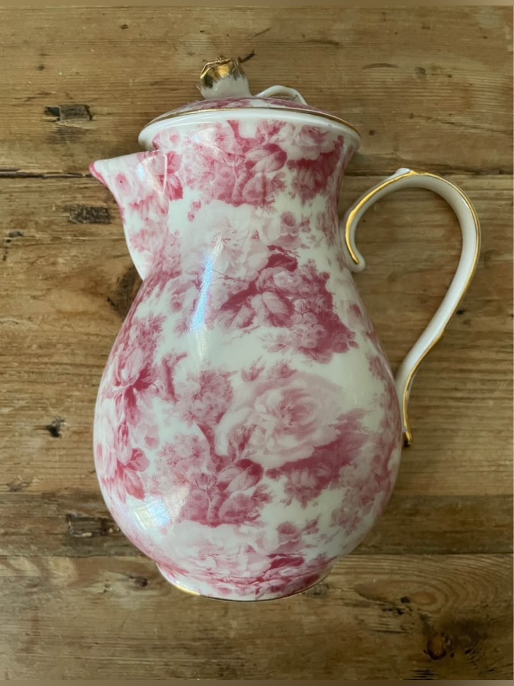 Nantucket Pink Floral Wall Hanging Decorative Teapot Plaque